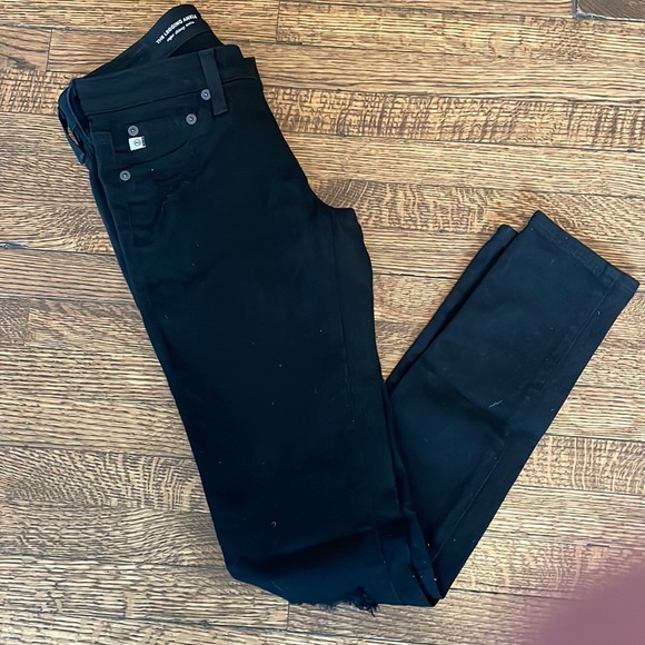 AG Low Rise Black Denim Super Skinny Ankle Jean. - distressed - Picture 2 of 12
